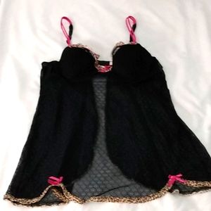 Jezebel black and pink lion print lingerie large